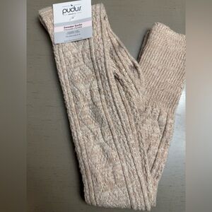 Women's Cream and white Sweater knee high socks -New!!